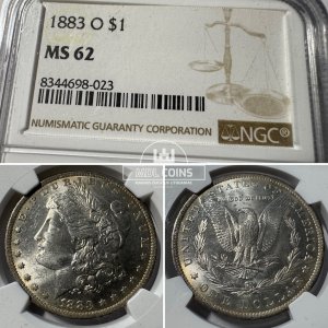 JAV - 1883 metų 1 doleris - "Morganas" - NGC MS62 - (Sidabras 900 / 26,73 g)