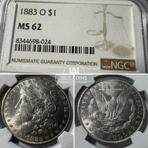 JAV - 1883 metų 1 doleris - "Morganas" - NGC MS62 - (Sidabras 900 / 26,73 g)