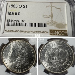 JAV - 1885 metų 1 doleris - "Morganas" - NGC MS62 - (Sidabras 900 / 26,73 g)