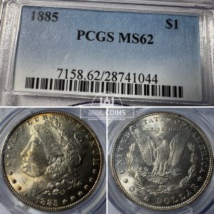 JAV - 1885 metų 1 doleris - "Morganas" - PCGS MS62 - (Sidabras 900 / 26,73 g)