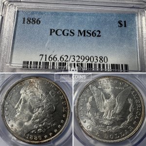 JAV - 1886 metų 1 doleris - "Morganas" - PCGS MS62 - (Sidabras 900 / 26,73 g)