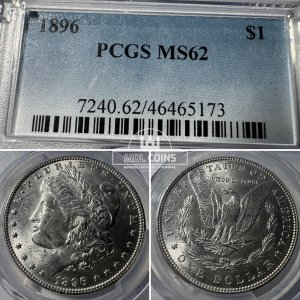 JAV - 1896 metų 1 doleris - "Morganas" - PCGS MS62 - (Sidabras 900 / 26,73 g)