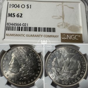 JAV - 1904 metų 1 doleris - "Morganas" - NGC MS62 - (Sidabras 900 / 26,73 g)