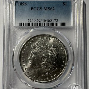 Alternative view of JAV - 1896 metų 1 doleris - "Morganas" - PCGS MS62 - (Sidabras 900 / 26,73 g)