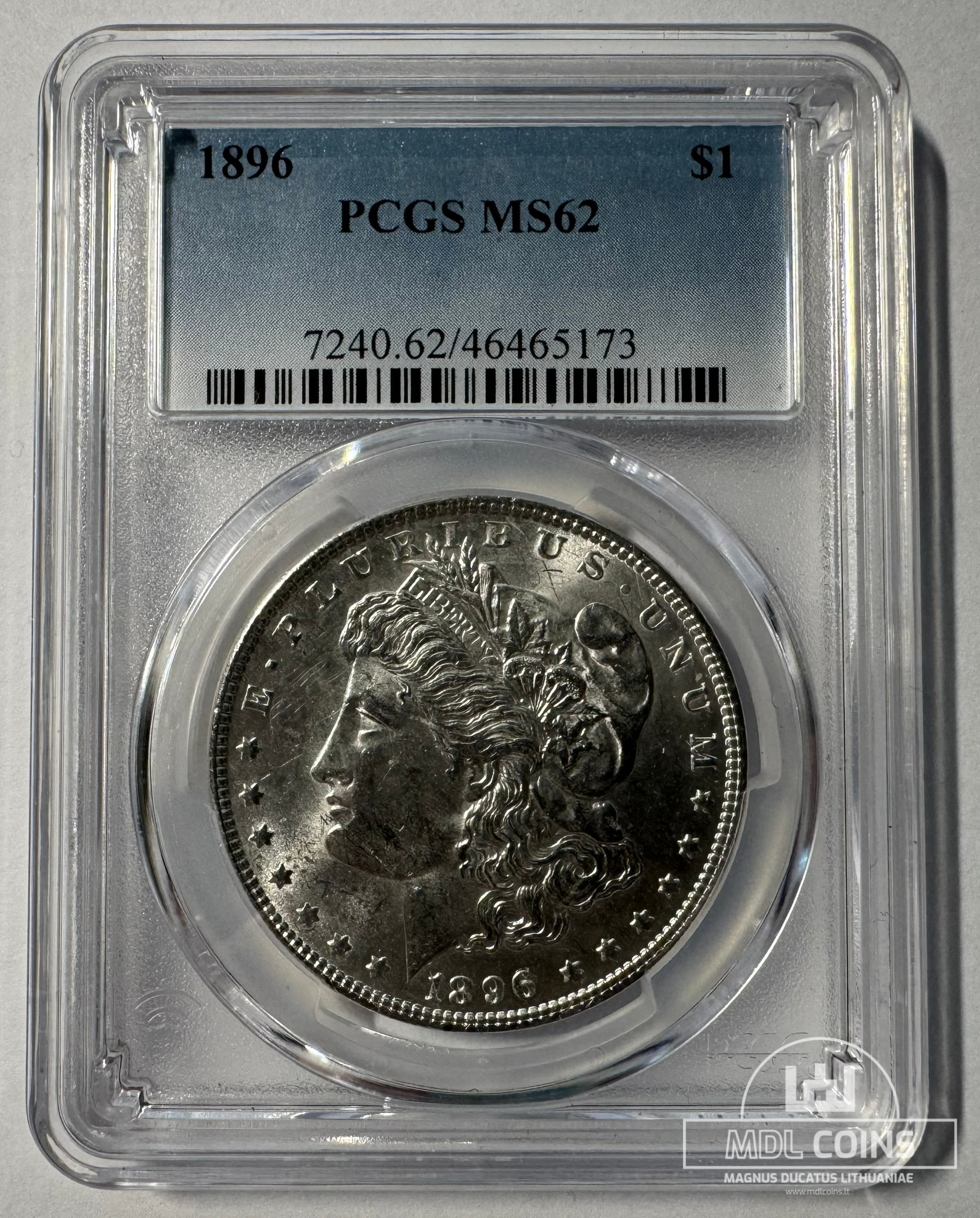 JAV - 1896 metų 1 doleris - "Morganas" - PCGS MS62 - (Sidabras 900 / 26,73 g) - Image 2