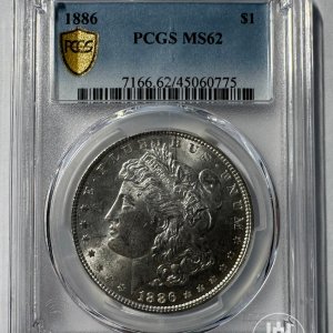 Alternative view of JAV - 1886 metų 1 doleris - "Morganas" - PCGS MS62 - (Sidabras 900 / 26,73 g)