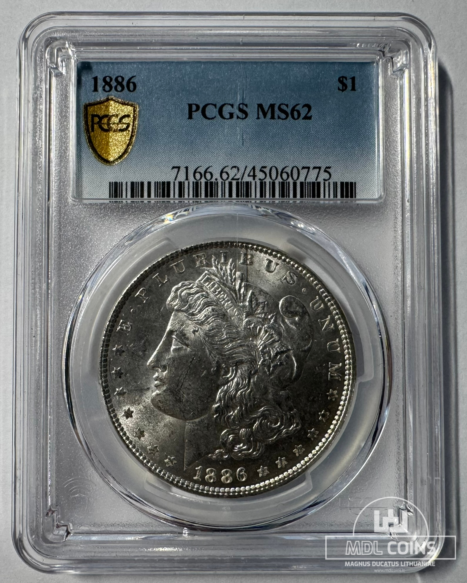 JAV - 1886 metų 1 doleris - "Morganas" - PCGS MS62 - (Sidabras 900 / 26,73 g) - Image 2