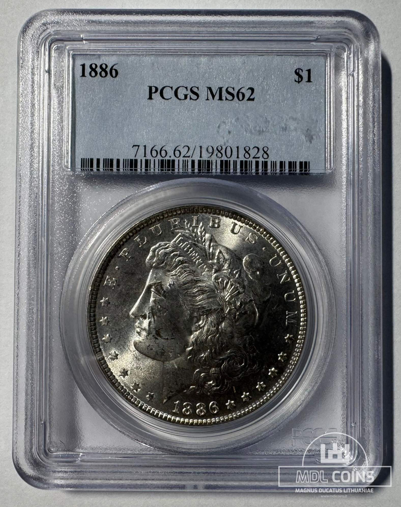 JAV - 1886 metų 1 doleris - "Morganas" - PCGS MS62 - (Sidabras 900 / 26,73 g) - Image 2