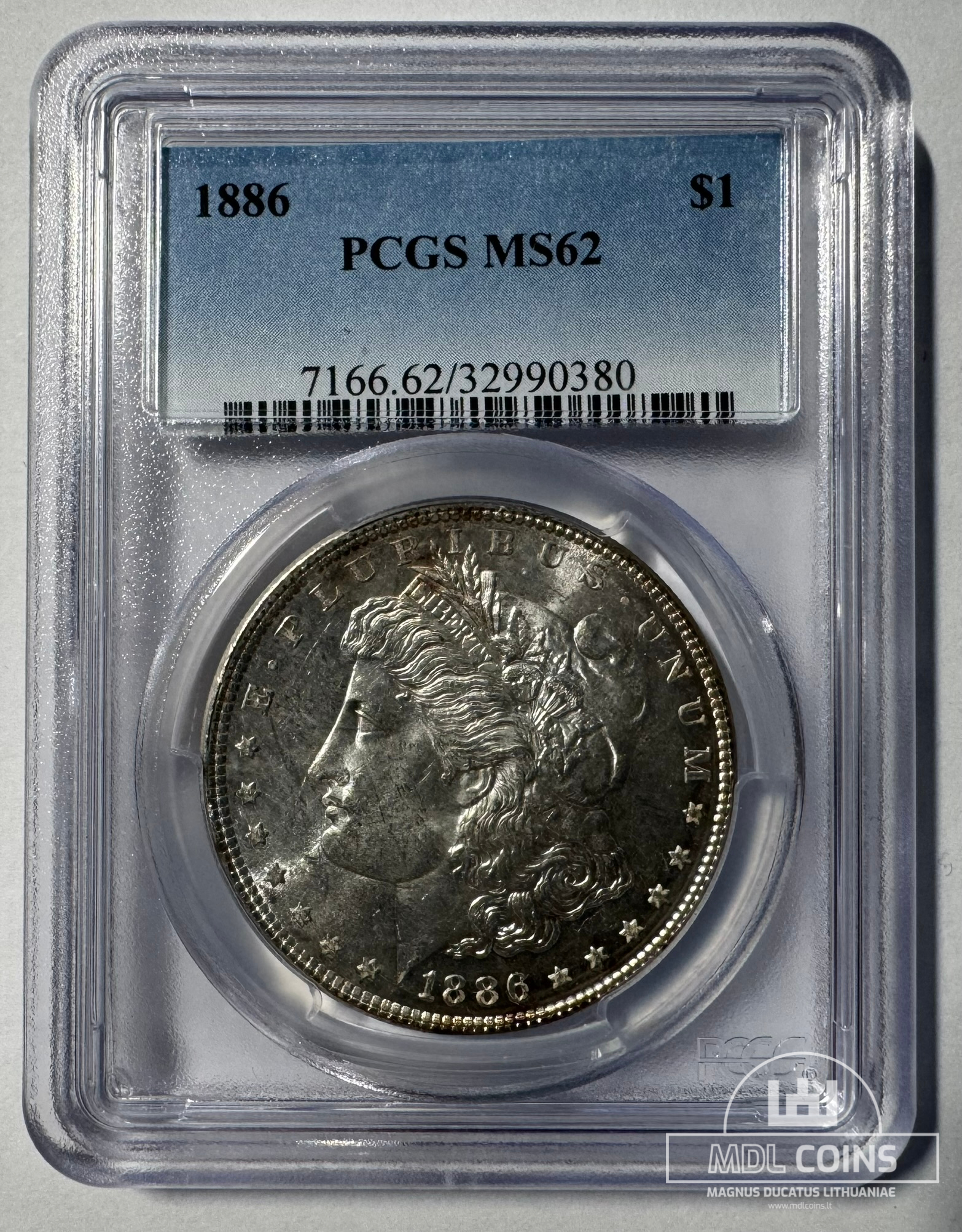 JAV - 1886 metų 1 doleris - "Morganas" - PCGS MS62 - (Sidabras 900 / 26,73 g) - Image 2