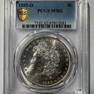 Alternative view of JAV - 1885 metų 1 doleris - "Morganas" - PCGS MS62 - (Sidabras 900 / 26,73 g)