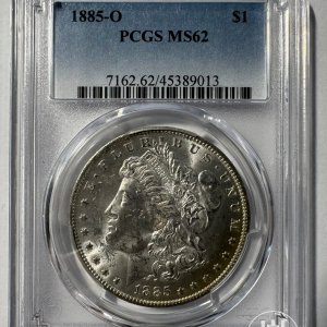 Alternative view of JAV - 1885 metų 1 doleris - "Morganas" - PCGS MS62 - (Sidabras 900 / 26,73 g)