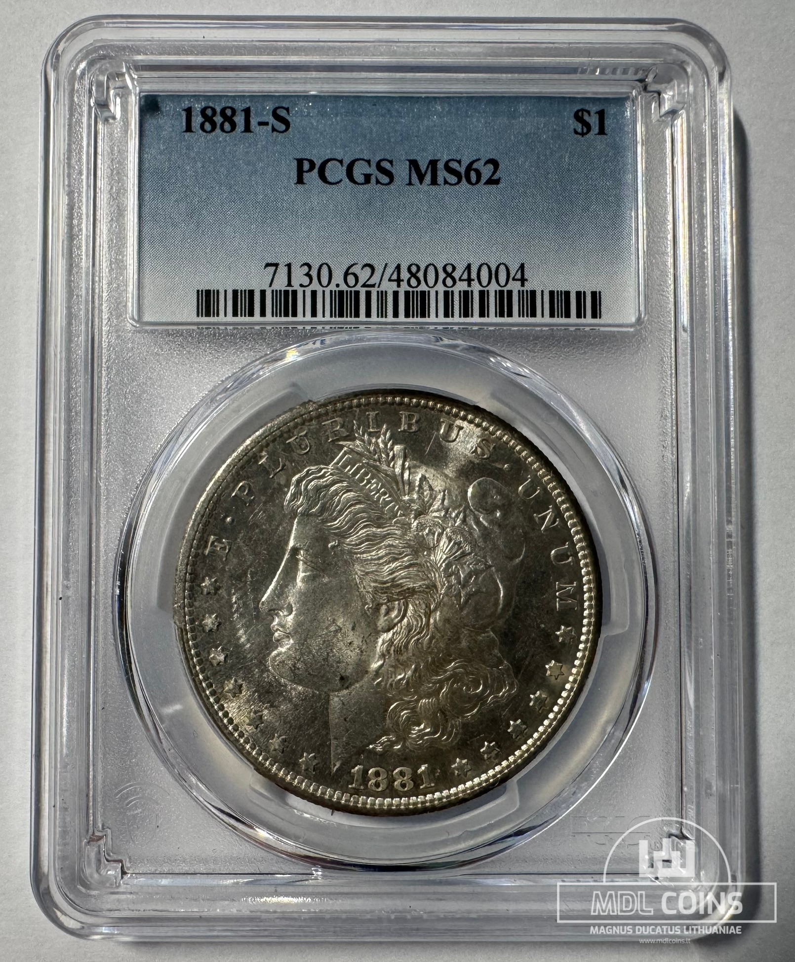 JAV - 1881 metų 1 doleris - "Morganas" - PCGS MS62 - (Sidabras 900 / 26,73 g) – (Sesija Nr.92 – Pabaiga 20260514 – 21.04 val. + 2 min. „Anti-sniping”) - Image 2