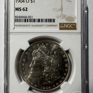 Alternative view of JAV - 1904 metų 1 doleris - "Morganas" - NGC MS62 - (Sidabras 900 / 26,73 g)