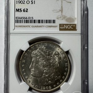 Alternative view of JAV - 1902 metų 1 doleris - "Morganas" - NGC MS62 - (Sidabras 900 / 26,73 g) – (Sesija Nr.92 – Pabaiga 20260514 – 21.26 val. + 2 min. „Anti-sniping”)