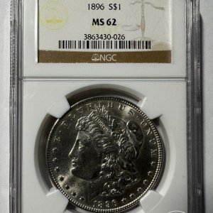 Alternative view of JAV - 1896 metų 1 doleris - "Morganas" - NGC MS62 - (Sidabras 900 / 26,73 g) – (Sesija Nr.95 – Pabaiga 20260525 – 21.14 val. + 2 min. „Anti-sniping”)