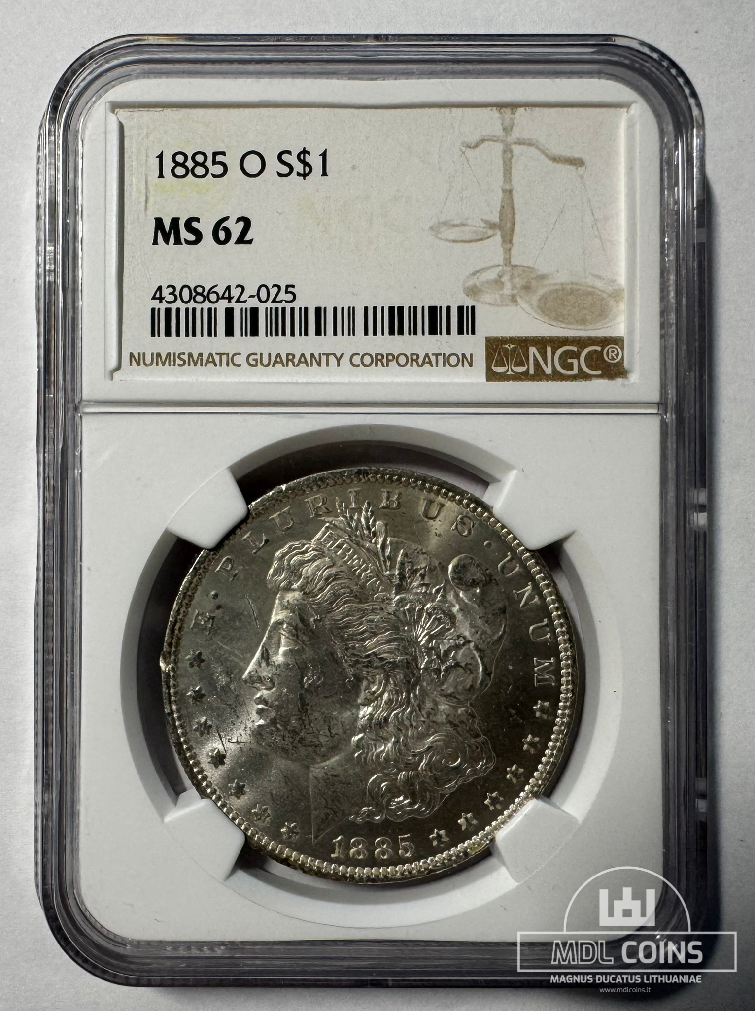 JAV - 1885 metų 1 doleris - "Morganas" - NGC MS62 - (Sidabras 900 / 26,73 g) - Image 2