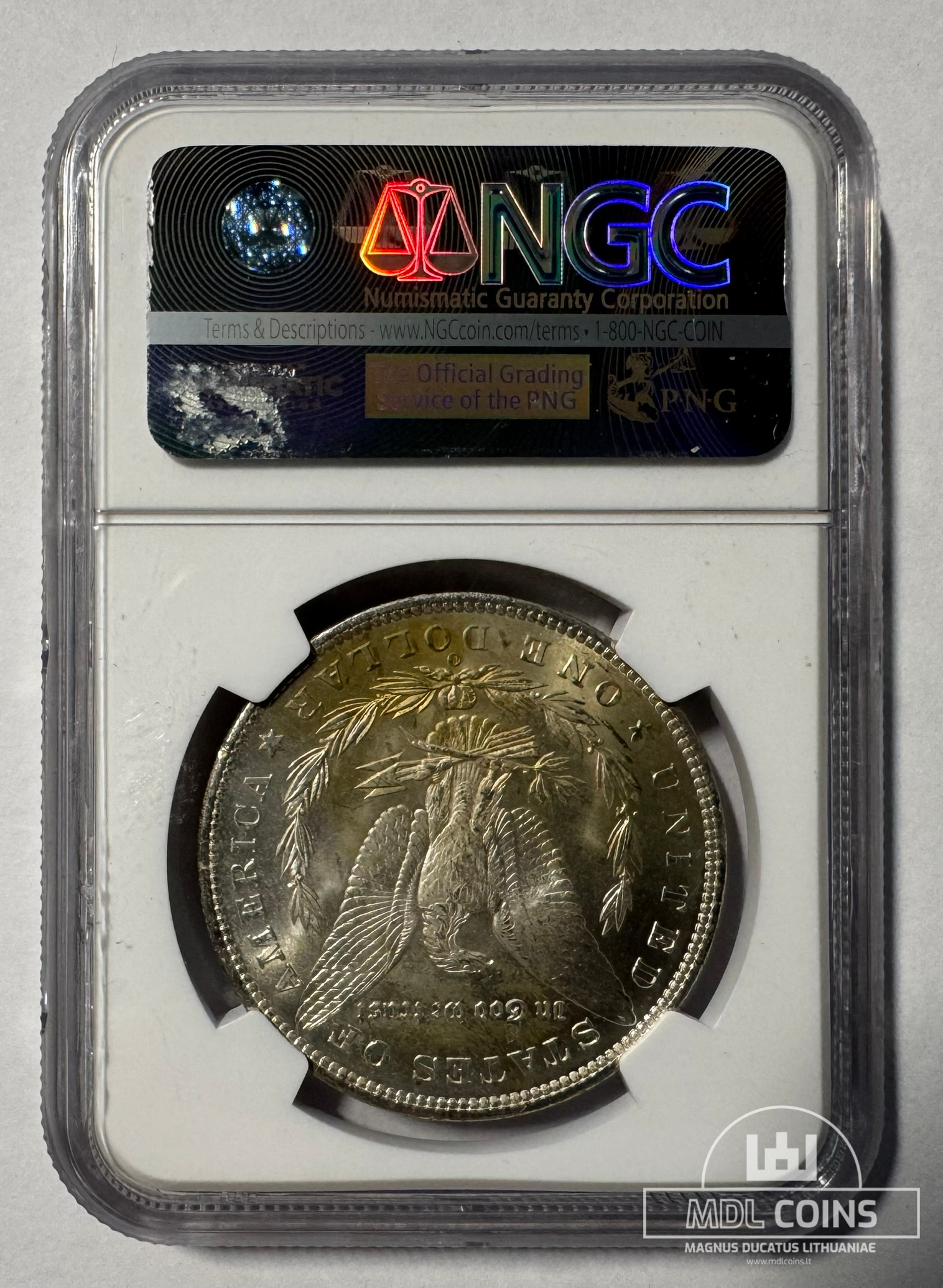 JAV - 1885 metų 1 doleris - "Morganas" - NGC MS62 - (Sidabras 900 / 26,73 g) - Image 3
