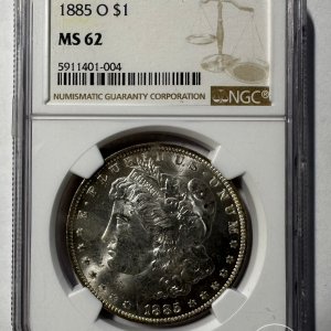 Alternative view of JAV - 1885 metų 1 doleris - "Morganas" - NGC MS62 - (Sidabras 900 / 26,73 g)