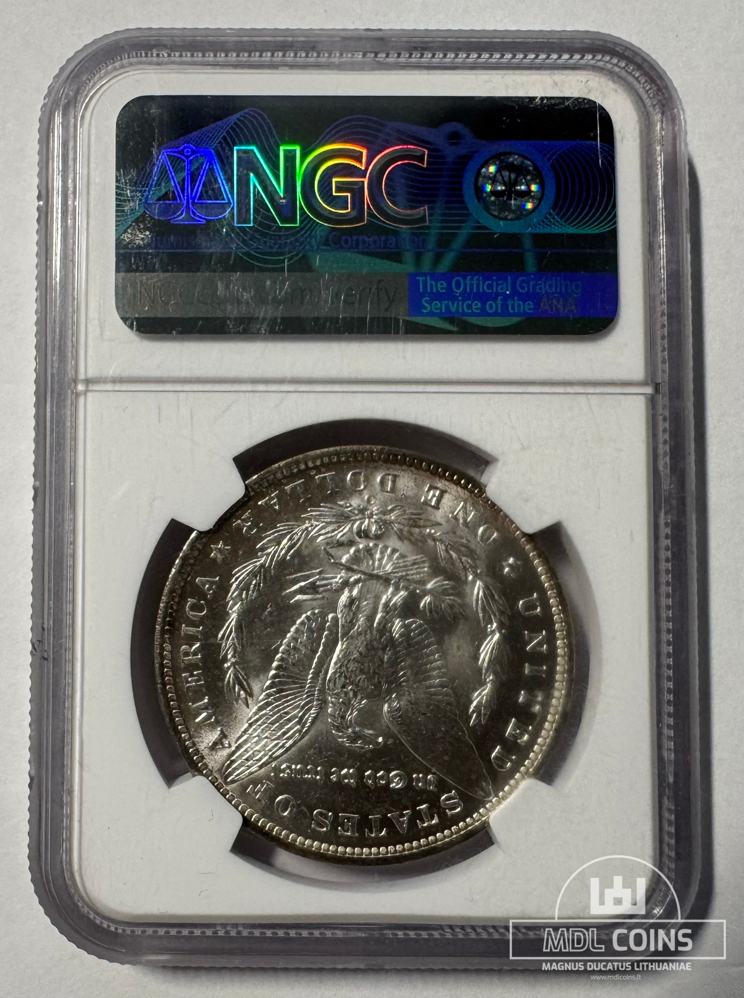 JAV - 1885 metų 1 doleris - "Morganas" - NGC MS62 - (Sidabras 900 / 26,73 g) - Image 3