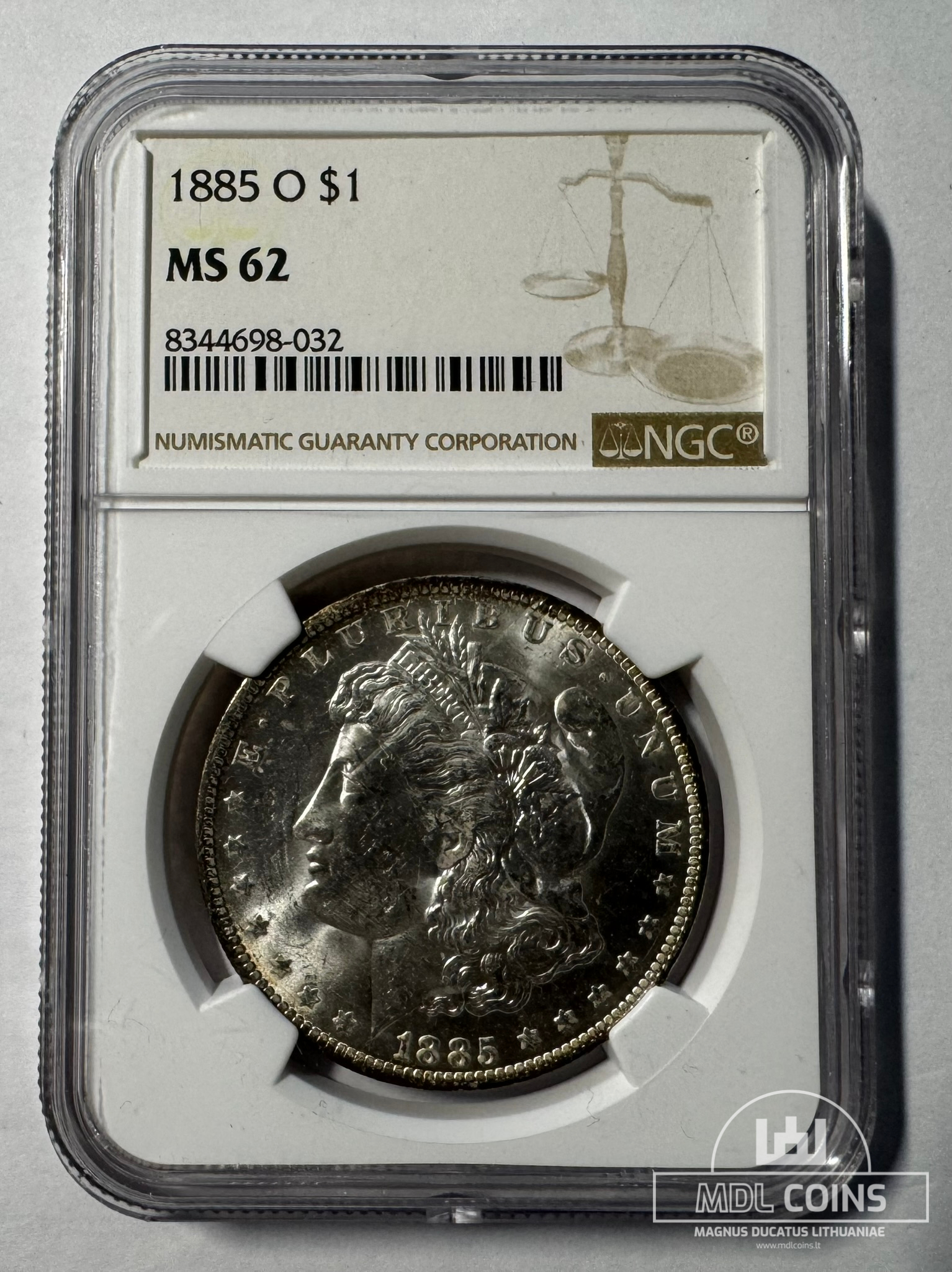 JAV - 1885 metų 1 doleris - "Morganas" - NGC MS62 - (Sidabras 900 / 26,73 g) - Image 2