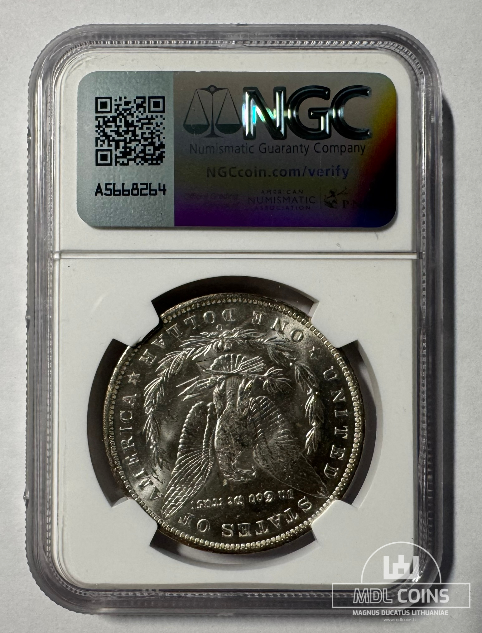 JAV - 1885 metų 1 doleris - "Morganas" - NGC MS62 - (Sidabras 900 / 26,73 g) - Image 3