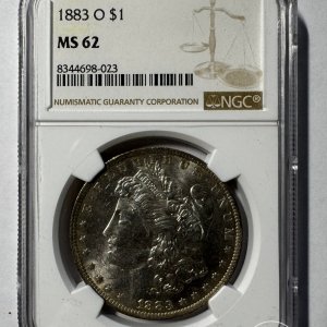 Alternative view of JAV - 1883 metų 1 doleris - "Morganas" - NGC MS62 - (Sidabras 900 / 26,73 g)
