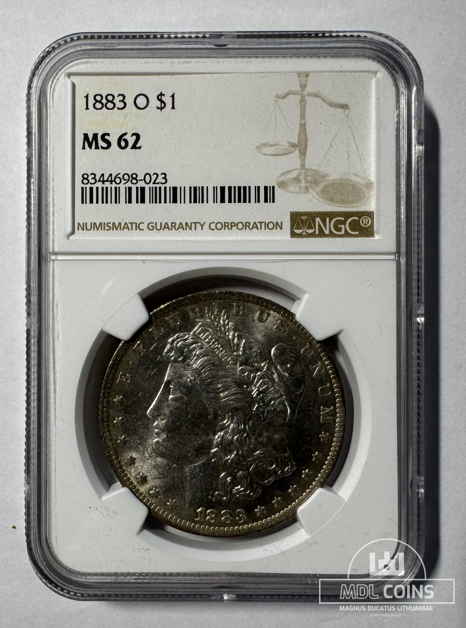 JAV - 1883 metų 1 doleris - "Morganas" - NGC MS62 - (Sidabras 900 / 26,73 g) - Image 2