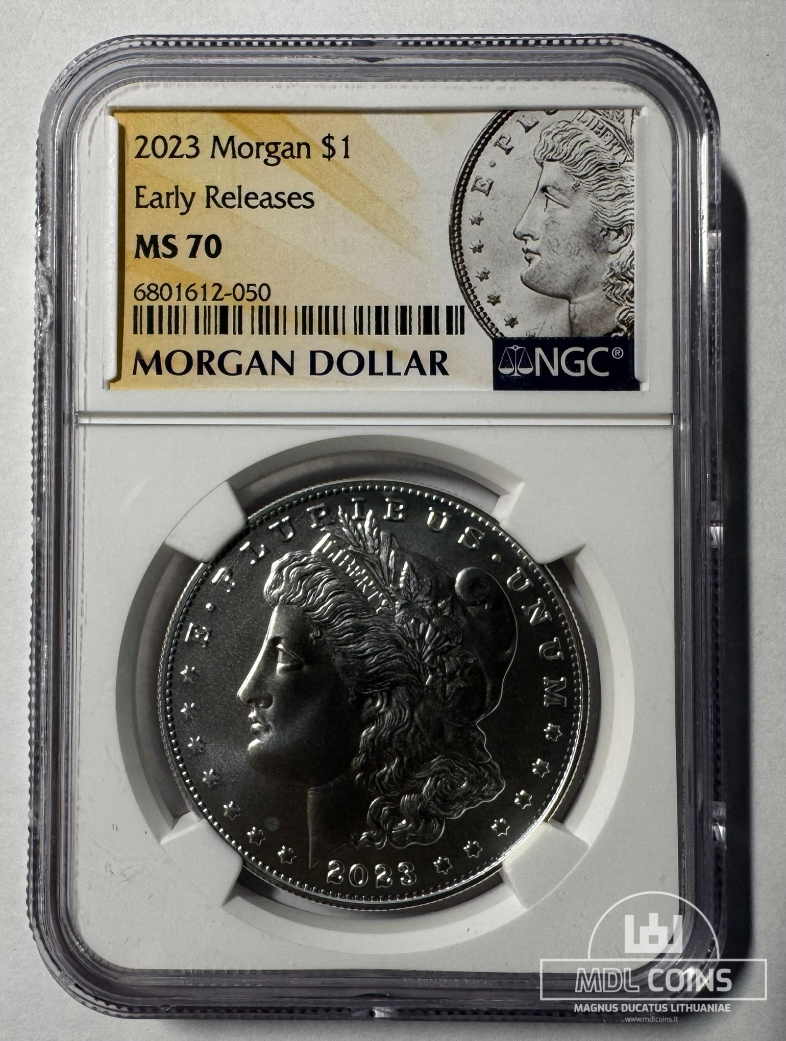 JAV - 2023 metų 1 doleris - "Morganas" - NGC MS70 - "MORGAN DOLLAR" - (Sidabras 999 / 26,715 g) - SLABAS SU DEFEKTU - Image 3