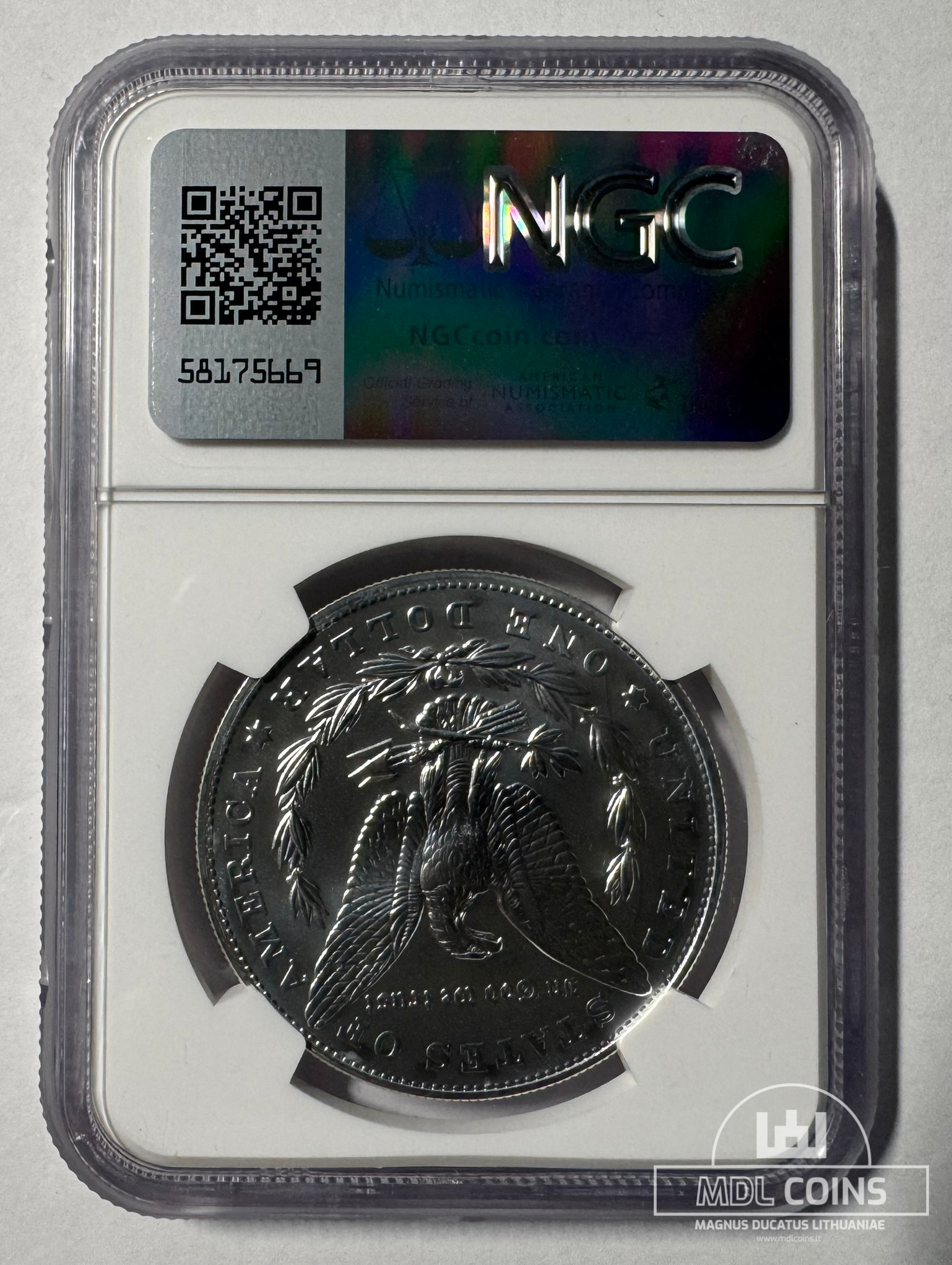 JAV - 2023 metų 1 doleris - "Morganas" - NGC MS70 - "MORGAN DOLLAR" - (Sidabras 999 / 26,715 g) - SLABAS SU DEFEKTU - Image 4